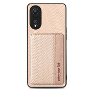 For OPPO A78 Carbon Fiber Magnetic Card Bag Phone Case(Khaki)