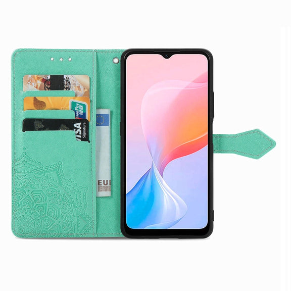 For Blackview A85 Mandala Flower Embossed Leather Phone Case(Green)