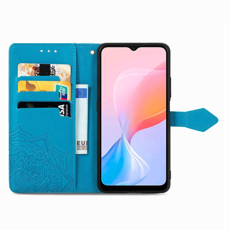 For Blackview A85 Mandala Flower Embossed Leather Phone Case(Blue)