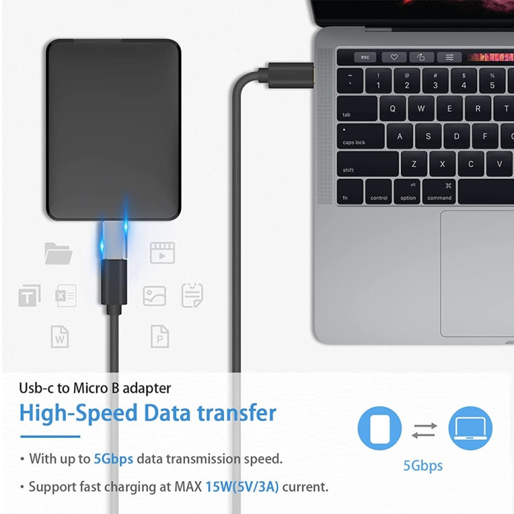 1 PCS JUNSUNMAY USB-C / Type-C Female to Male USB 3.0 Micro B Adapter Converter
