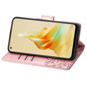 For OPPO Reno8 T 4G Butterfly Love Flower Embossed Leather Phone Case(Rose Gold)