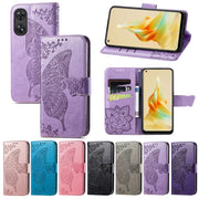 For OPPO Reno8 T 4G Butterfly Love Flower Embossed Leather Phone Case(Rose Gold)