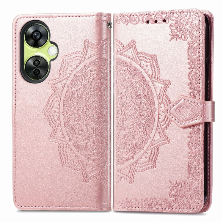 For OnePlus Nord CE 3 Lite Mandala Flower Embossed Leather Phone Case(Rose Gold)