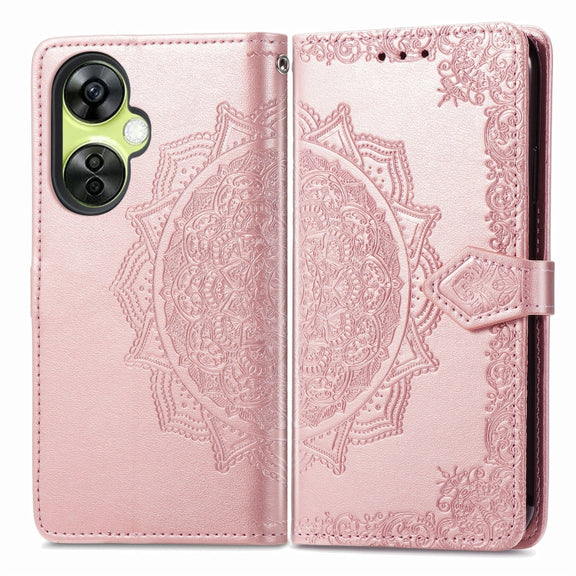 For OnePlus Nord CE 3 Lite Mandala Flower Embossed Leather Phone Case(Rose Gold)