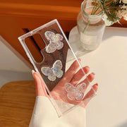 For Samsung Galaxy S22+ 5G Clear Crystal Butterflies TPU Phone Case(Transparent)