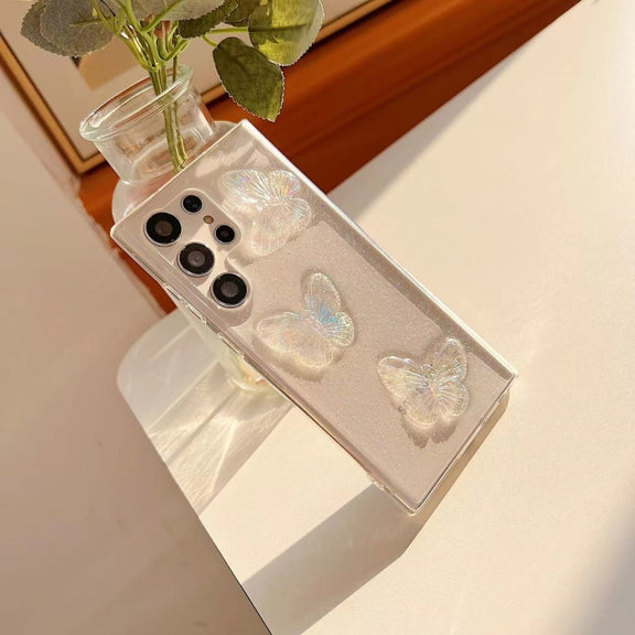 For Samsung Galaxy S22+ 5G Clear Crystal Butterflies TPU Phone Case(Transparent)