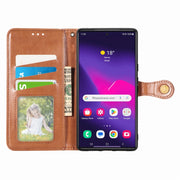 For Samsung Galaxy S25+ 5G Retro Solid Color Buckle Leather Phone Case(Brown)