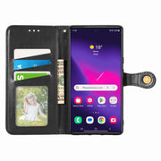 For Samsung Galaxy S25 5G Retro Solid Color Buckle Leather Phone Case(Black)
