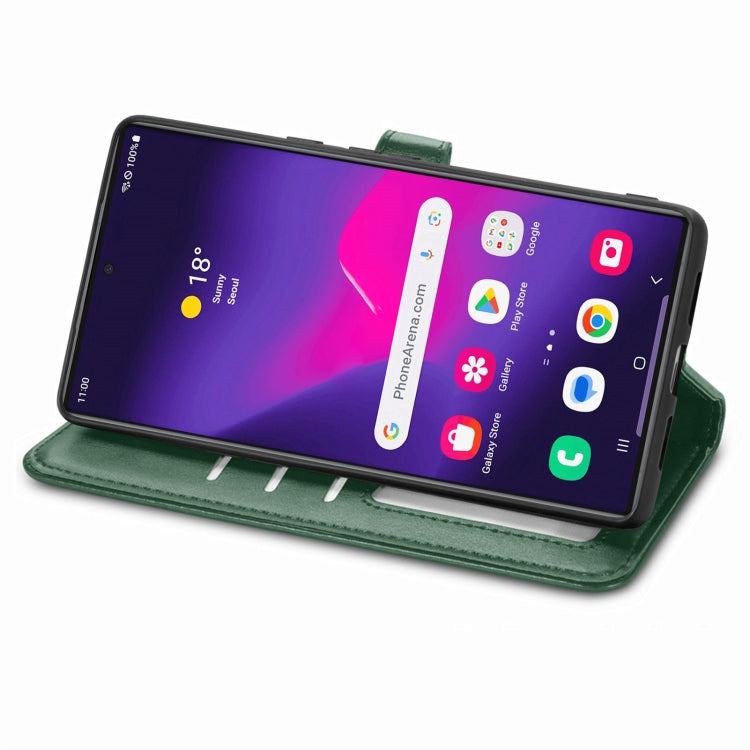 For Samsung Galaxy S25 5G Retro Solid Color Buckle Leather Phone Case(Green)