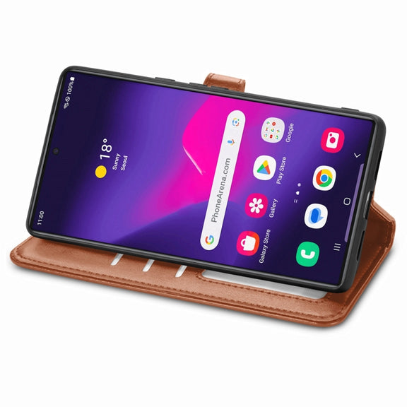 For Samsung Galaxy S25 5G Retro Solid Color Buckle Leather Phone Case(Brown)