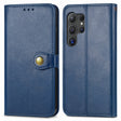 For Samsung Galaxy S25 5G Retro Solid Color Buckle Leather Phone Case(Blue) - Galaxy S25 5G Cases by PMC Jewellery | Online Shopping South Africa | PMC Jewellery | Buy Now Pay Later Mobicred