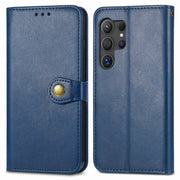 For Samsung Galaxy S25 5G Retro Solid Color Buckle Leather Phone Case(Blue)