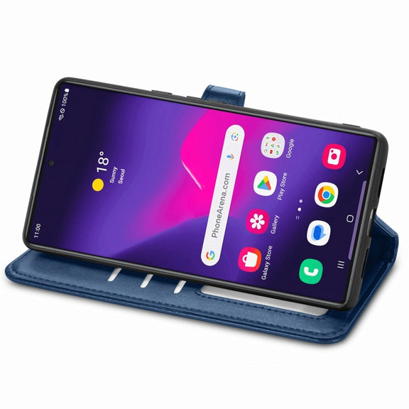 For Samsung Galaxy S25 5G Retro Solid Color Buckle Leather Phone Case(Blue)