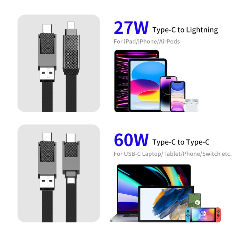 ENKAY ENK-CB134 4-in-1 60W USB-A / Type-C to 8 Pin / Type-C Nylon Braided Magnetic Fast Charging Data Cable, Cable Length:0.15m