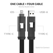 ENKAY ENK-CB134 4-in-1 60W USB-A / Type-C to 8 Pin / Type-C Nylon Braided Magnetic Fast Charging Data Cable, Cable Length:0.15m