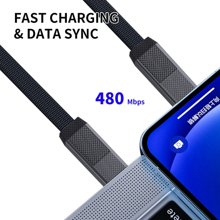 ENKAY ENK-CB134 4-in-1 60W USB-A / Type-C to 8 Pin / Type-C Nylon Braided Magnetic Fast Charging Data Cable, Cable Length:0.15m