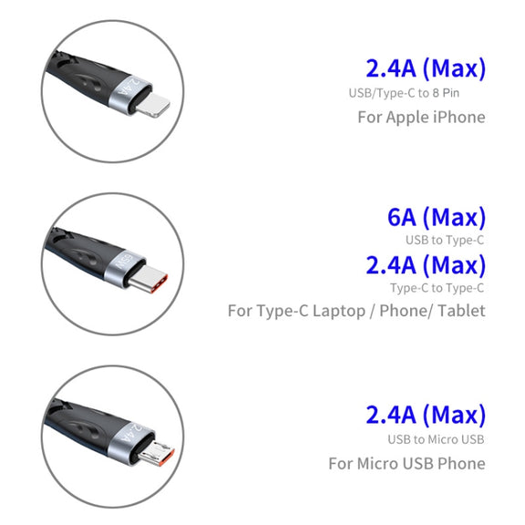 ENKAY ENK-CB135 5-in-1 65W USB-A & USB-C to 8 Pin / Type-C / Micro USB Multifunctional Charging Cable with Indicator Light, Cable Length:1.2m