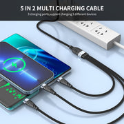 ENKAY ENK-CB135 5-in-1 65W USB-A & USB-C to 8 Pin / Type-C / Micro USB Multifunctional Charging Cable with Indicator Light, Cable Length:2m
