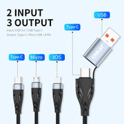 ENKAY ENK-CB135 5-in-1 65W USB-A & USB-C to 8 Pin / Type-C / Micro USB Multifunctional Charging Cable with Indicator Light, Cable Length:2m