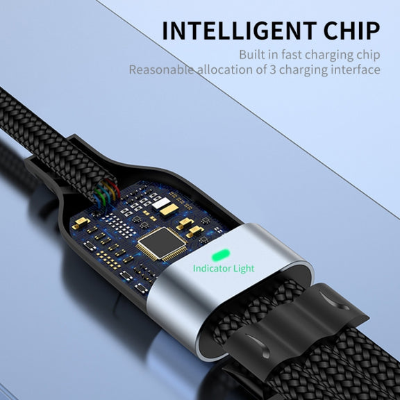 ENKAY ENK-CB135 5-in-1 65W USB-A & USB-C to 8 Pin / Type-C / Micro USB Multifunctional Charging Cable with Indicator Light, Cable Length:2m