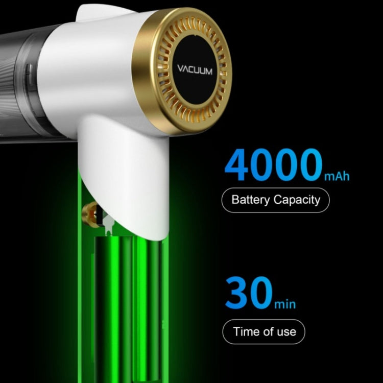 Q8 LED Light Wireless Portable Handheld Car Foldable 9000Pa Suction Vacuum Cleaner(Green)