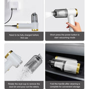 Q8 LED Light Wireless Portable Handheld Car Foldable 9000Pa Suction Vacuum Cleaner(White)