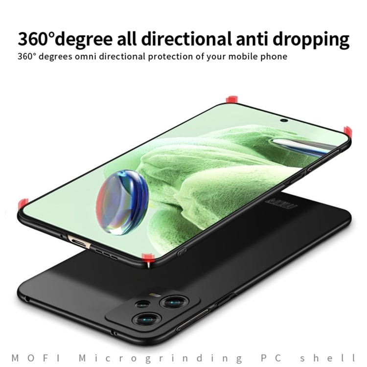 For Xiaomi Redmi Note 12 5G Global MOFI Micro-Frosted PC Ultra-thin Hard Phone Case(Black)