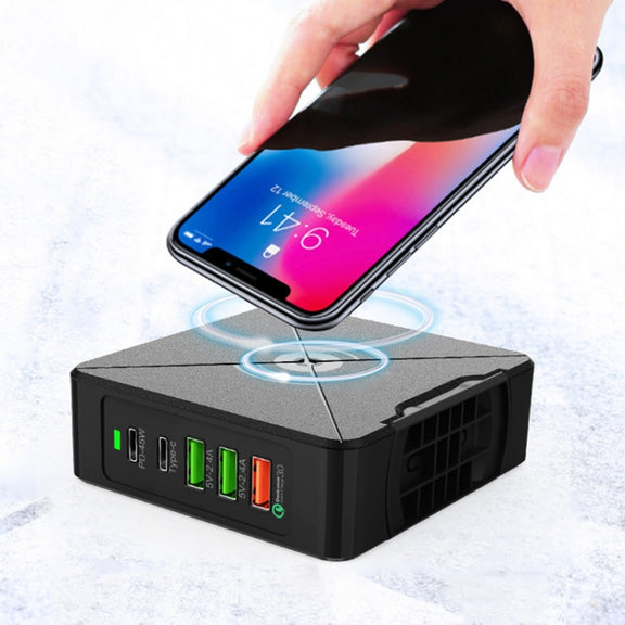 PD-75 Desktop PD Type-C USB QC 3.0 Fast Mobile Phone Charging Station Multifunctional Wireless Charger(AU Plug)