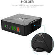 PD-75 Desktop PD Type-C USB QC 3.0 Fast Mobile Phone Charging Station Multifunctional Wireless Charger(AU Plug)