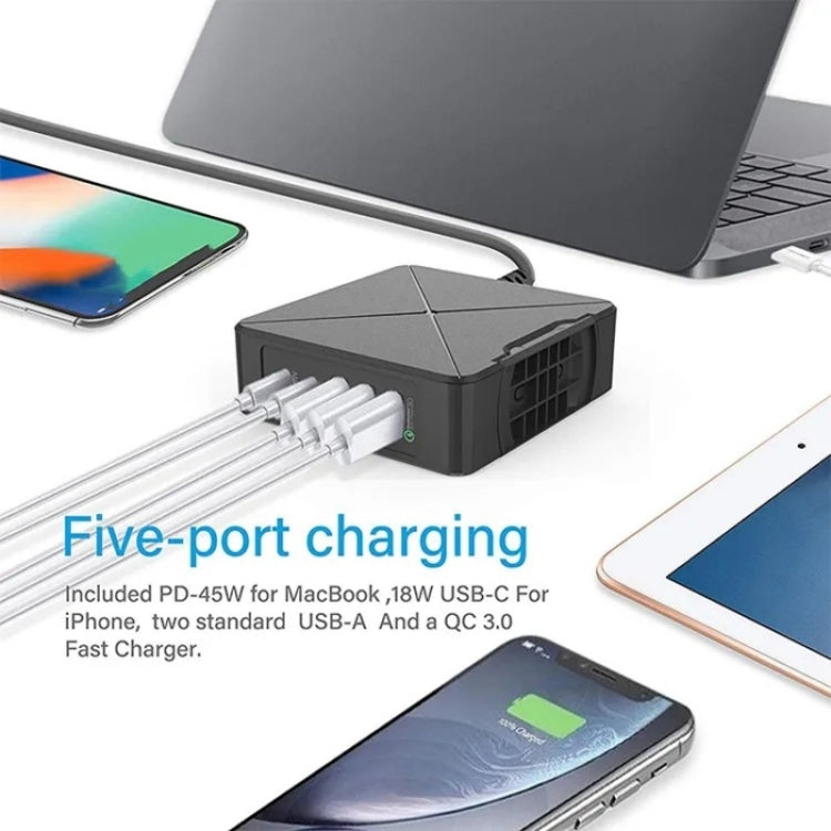 PD-75 Desktop PD Type-C USB QC 3.0 Fast Mobile Phone Charging Station Multifunctional Wireless Charger(AU Plug)