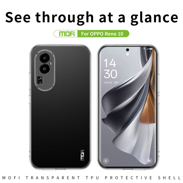 For?OPPO Reno10 China MOFI Ming Series Transparent Ultra-thin TPU Phone Case(Transparent)