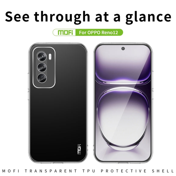 For OPPO Reno12 Global MOFI Ming Series Transparent Ultra-thin TPU Phone Case(Transparent)