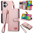 For iPhone 16 Love Zipper Lanyard Leather Phone Case(Pink) - iPhone 16 Cases by PMC TechLife | Online Shopping South Africa | PMC TechLife | Buy Now Pay Later Mobicred
