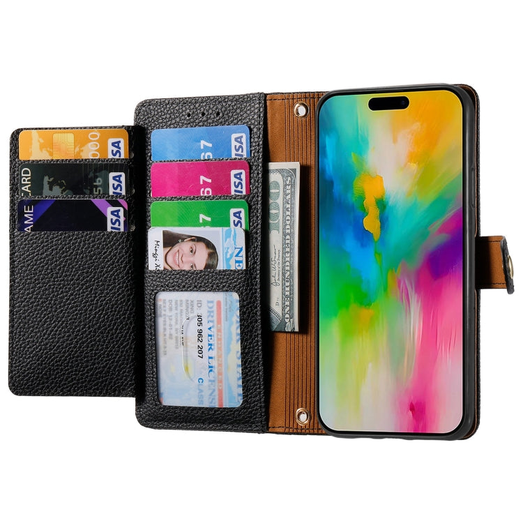 For iPhone 16 Love Zipper Lanyard Leather Phone Case(Black)