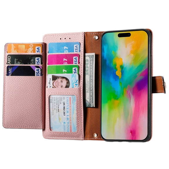 For iPhone 16 Plus Love Zipper Lanyard Leather Phone Case(Pink)