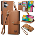 For iPhone 16 Plus Love Zipper Lanyard Leather Phone Case(Brown) - free shipping - PMC TechLife - Order now!
