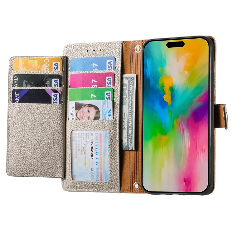 For iPhone 16 Plus Love Zipper Lanyard Leather Phone Case(Gray)