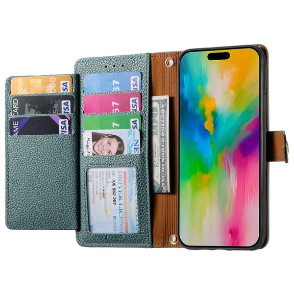 For iPhone 16 Pro Love Zipper Lanyard Leather Phone Case(Green)