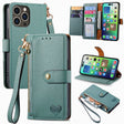 For iPhone 16 Pro Max Love Zipper Lanyard Leather Phone Case(Green) - iPhone 16 Pro Max Cases by PMC TechLife | Online Shopping South Africa | PMC TechLife | Buy Now Pay Later Mobicred