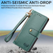 For iPhone 16 Pro Max Love Zipper Lanyard Leather Phone Case(Green)