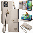 For iPhone 16 Pro Max Love Zipper Lanyard Leather Phone Case(Gray) - iPhone 16 Pro Max Cases by PMC TechLife | Online Shopping South Africa | PMC TechLife | Buy Now Pay Later Mobicred