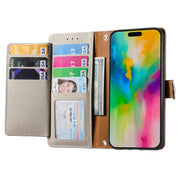 For iPhone 16 Pro Max Love Zipper Lanyard Leather Phone Case(Gray)