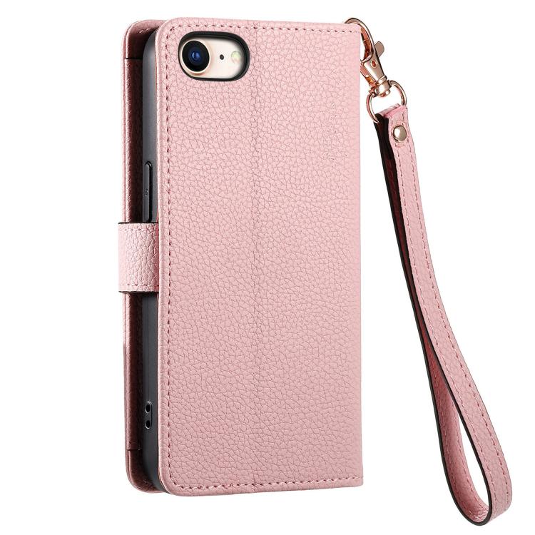 For iPhone 16e Love Zipper Lanyard Leather Phone Case(Pink)