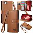 For iPhone 16e Love Zipper Lanyard Leather Phone Case(Brown) - iPhone 16e Cases by PMC TechLife | Online Shopping South Africa | PMC TechLife | Buy Now Pay Later Mobicred