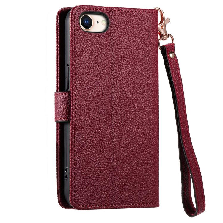 For iPhone 16e Love Zipper Lanyard Leather Phone Case(Red)