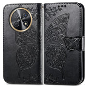 For Huawei Nova Y91 Butterfly Love Flower Embossed Leather Phone Case(Black)