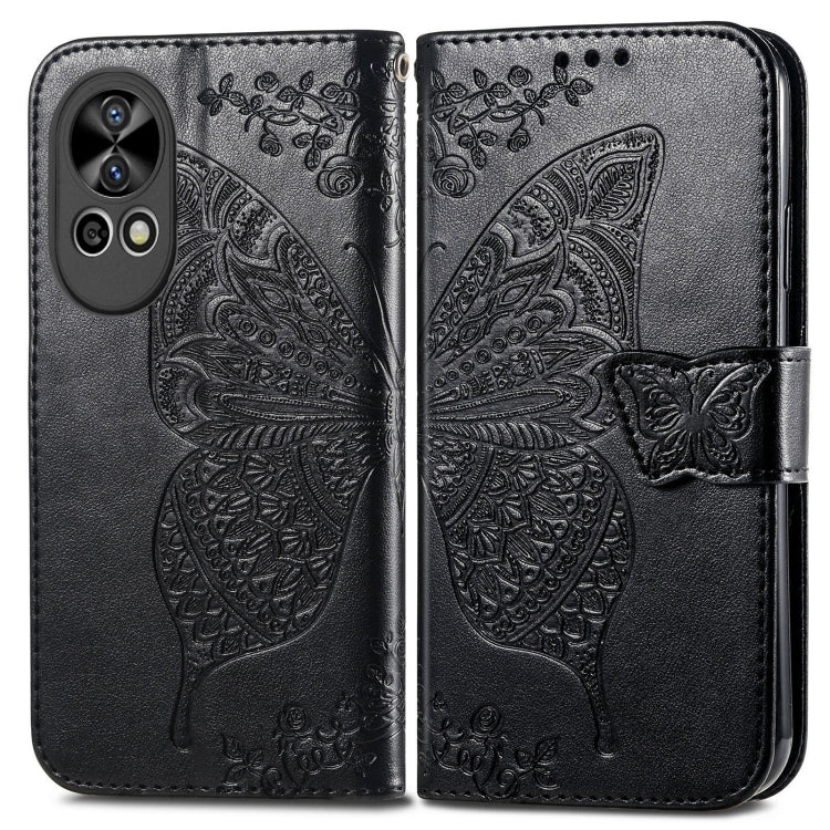 For Huawei  Nova 12 Pro Butterfly Love Flower Embossed Leather Phone Case(Black)
