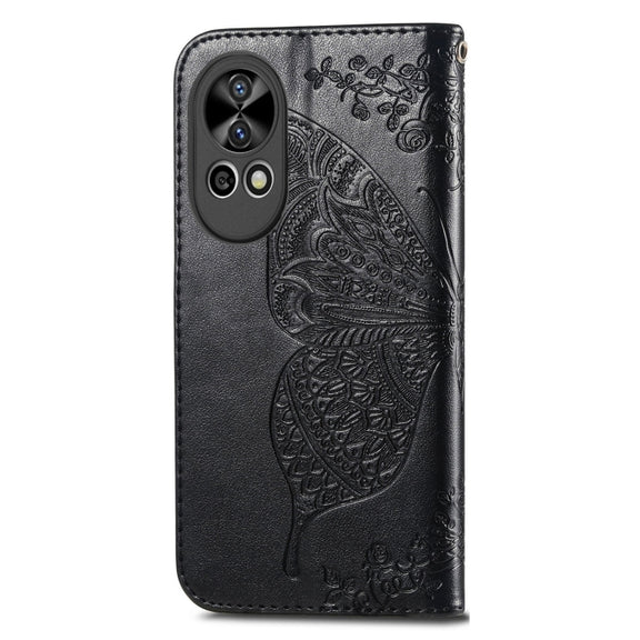 For Huawei  Nova 12 Pro Butterfly Love Flower Embossed Leather Phone Case(Black)