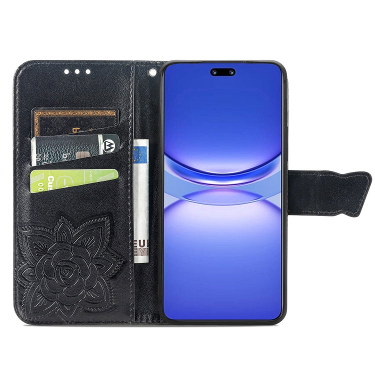 For Huawei  Nova 12 Pro Butterfly Love Flower Embossed Leather Phone Case(Black)