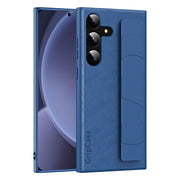 For Samsung Galaxy S25+ 5G Skin Elastic Wrist Grip Back Cover Phone Case(Navy Blue)